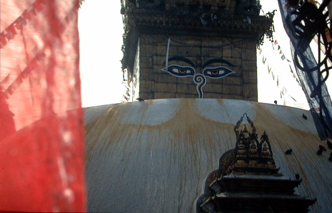 Swayambhunath tempel met de ogen van Boeddha